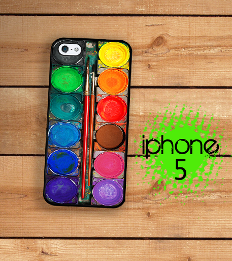 Watercolor Paint Box Iphone Hard Case, Fits Iphone 5 - Black Plastic Trim